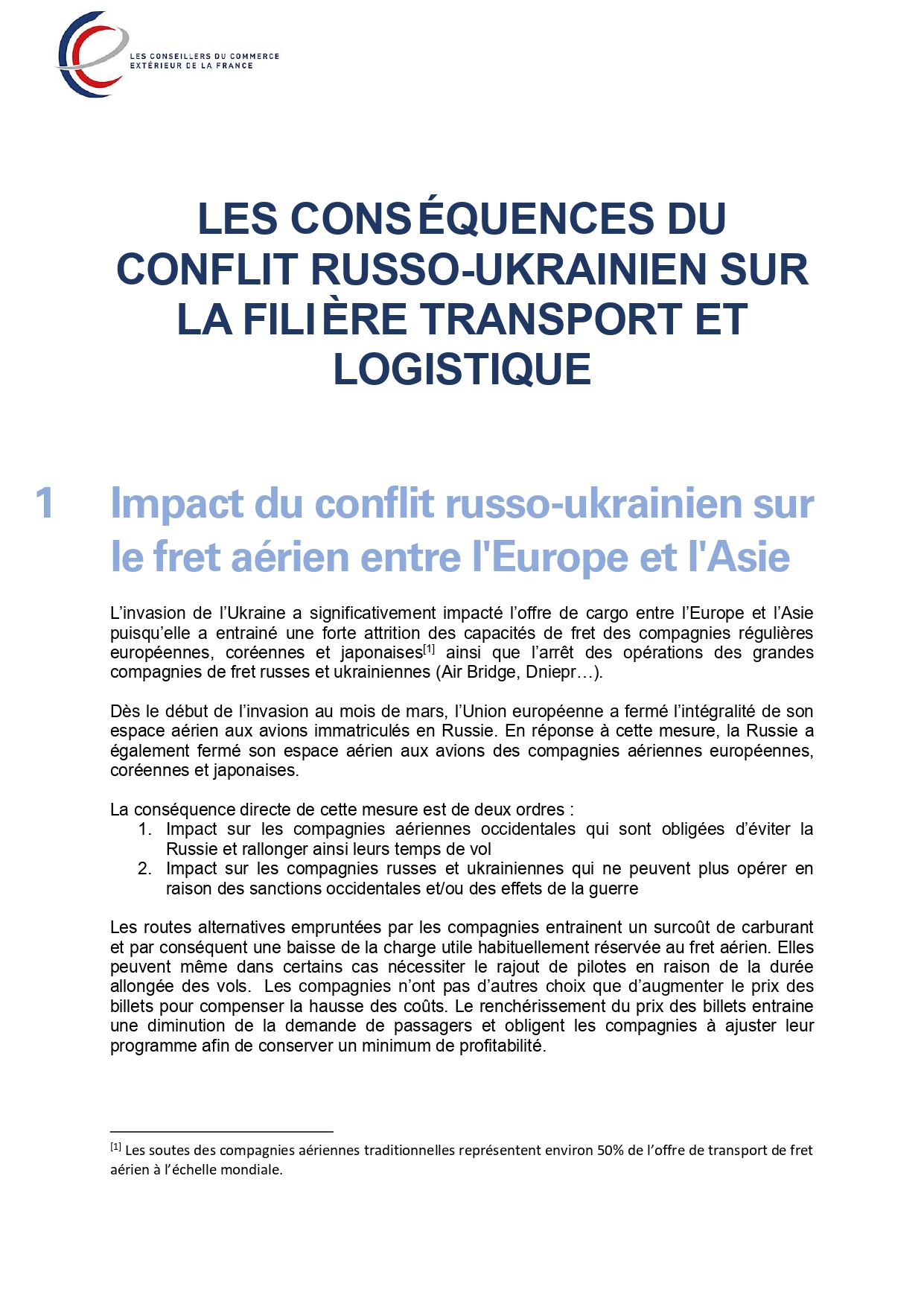 Les conséquences du conflit russo-ukrainien sur la filière Transport et Logistique